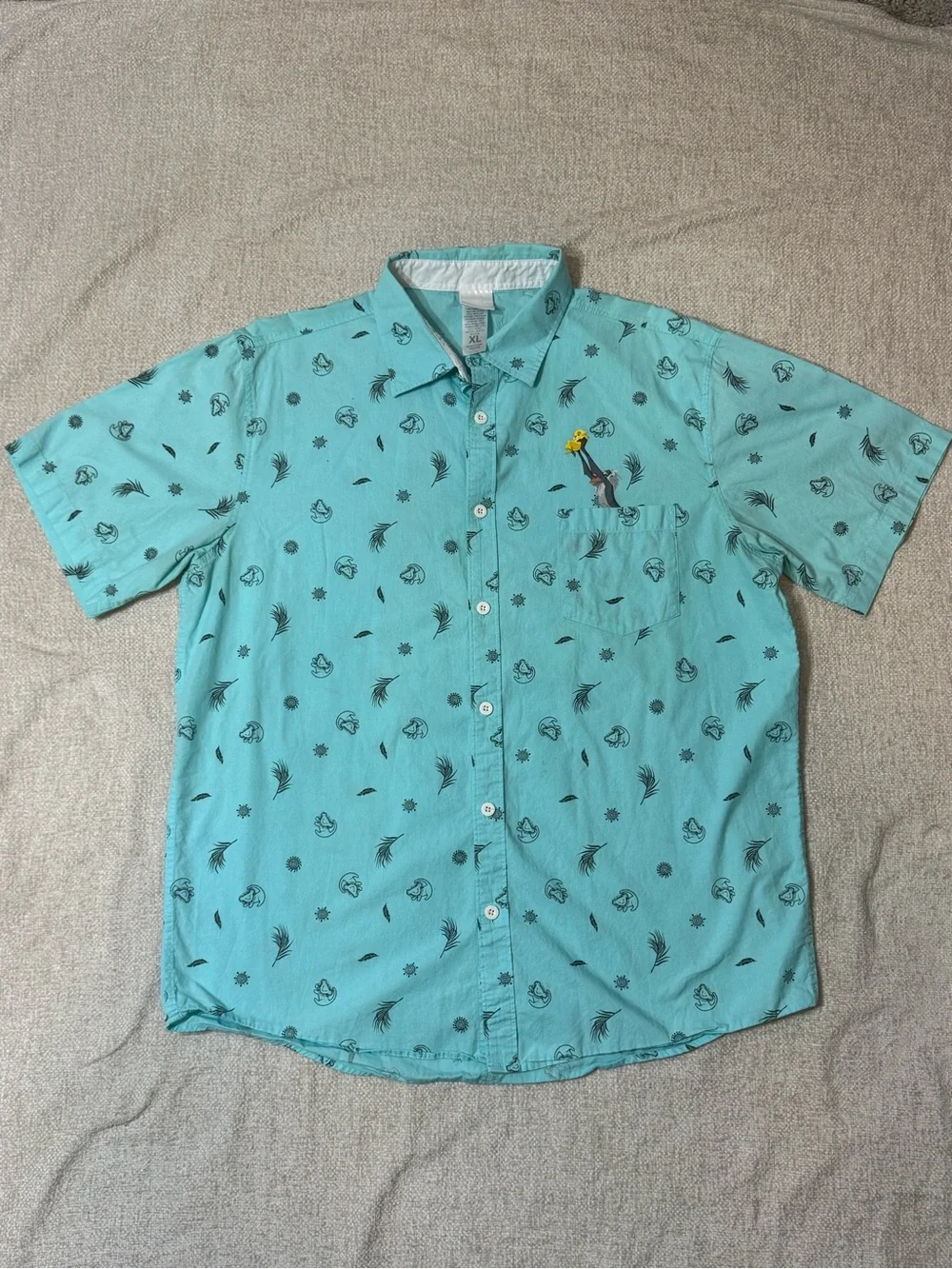 Disney Lion King Rafiki Simba Shirt Mens XL Button Up AOP Y2K Cartooncore